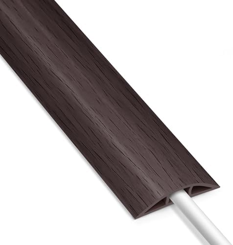 4FT PVC Cord Protector, Floor Cord Cover, Wood Black Cord Hider, Soft Organizer Wires, Hide Extension Floor Wire Covers for Cords, Cable Cavity: 0.47" (W) x 0.24" (H) by LZEOY