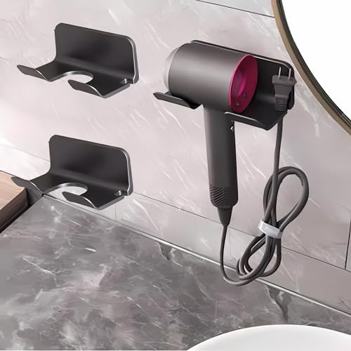 2-Pack Universal Hair Dryer Holder, Self Adhesive Wall Mount, Black by SUPTEC%C2%AE