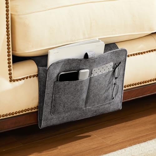 YOUDENOVA Bedside Caddy, Bedside Organizer for Dorm Room, Bunk Bed, Grey - Image 5