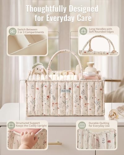Blissful Diary Diaper Caddy Organizer, Baby Basket, Wildflower Floral - Image 3