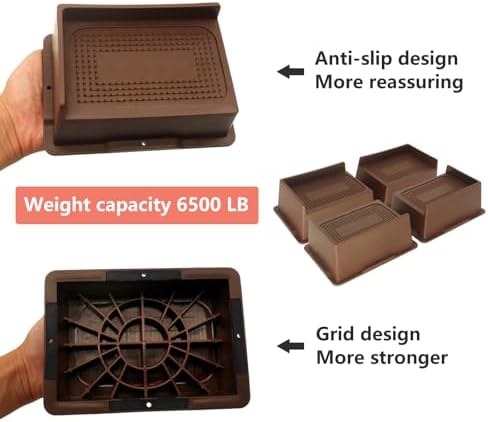 4 Pack Bed Risers 2 inch Heavy Duty Dark Brown, Furniture Risers - Image 4
