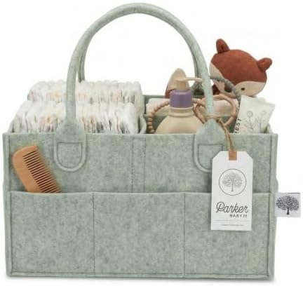 Parker Baby Co. Felt Diaper Caddy Organizer - Regular, Sage by ParkerBabyCo