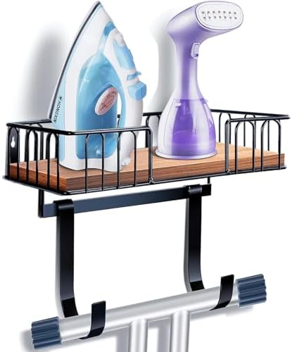 TJ.MOREE Ironing Board Hanger Metal Wall Mount Iron and Ironing Board Holder, Laundry Room Decor and Storage with Large Storage Black by TJMOREE