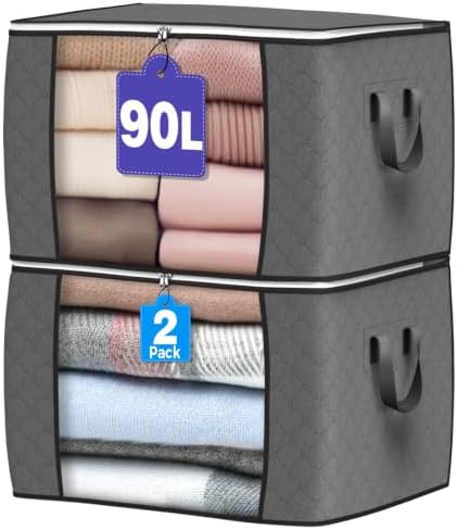90L Large Storage Bags, 2 Pack Clothes Storage Bins Closet Organizers by BuddingJoy-BuildaJoyfulLifeforYou