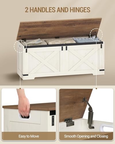 Hzuaneri 47 inches Farmhouse Storage Chest and Bench | 59 Gal | 330lb Seat - Image 4