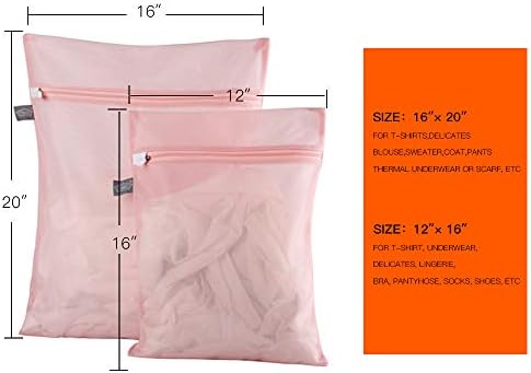Lingerie Bag for Washing Delicates, Laundry Bag for Delicates, Pink, L+M - Image 2