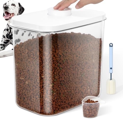 LEAWALK 12 Lbs Airtight Dog Cat Pet Food Storage Container PopTop White by LEAWALK