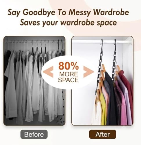HOUSE DAY 10 Pack Space Saving Hangers, Black, Premium Smart Hanger - Image 2