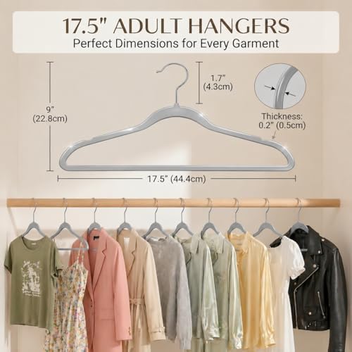SMARTOR Plastic Hangers 200 Pack - Thin Hangers for Space Saving - Gray - Image 6