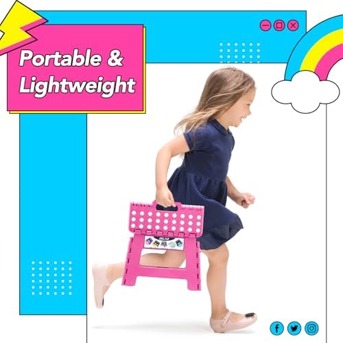 Delxo 9 Inch Kids Step Stool,300 Lbs Folding Step Stool for Toddler Pink - Image 6