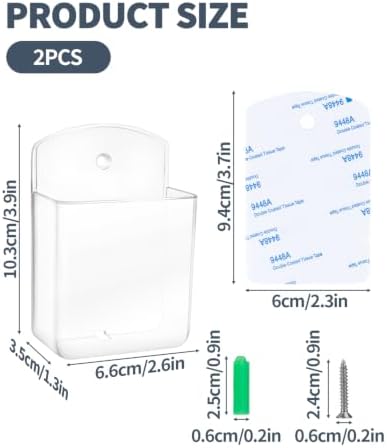 2 PCS Remote Control Holders Wall Mount, Self Adhesive TV Air Conditioner Remote Control Holder, Wall Mount Storage Box Organizer Wall Pen Holder Storage for Home Office School (Clear) - Image 2