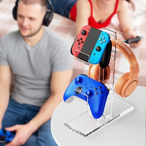 Crpich Acrylic Controller Stand, 3-Tier Headphone and Game Controller Holder with 5 Slots, Clear Desk Organizer for Xbox, PS5, PS4, Switch and More - Image 7
