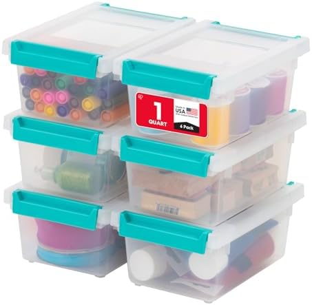 IRIS USA Storage Bins with Lids |Made in USA| 1 Qt - (6-Pack) - Clear by IRISUSA