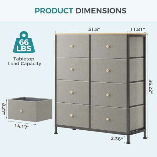 OLIXIS 8 Drawer Storage Dresser for Bedroom, Closet Organizers Units - Image 3