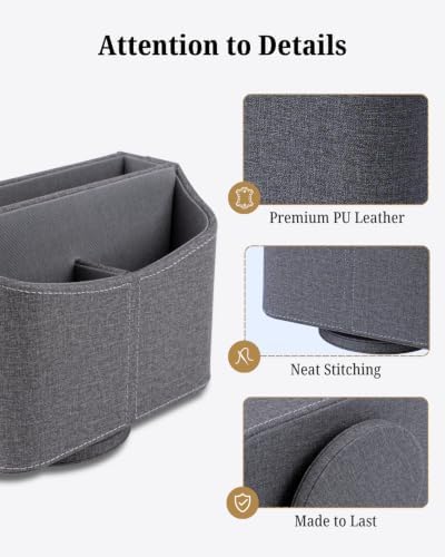 LAMOTI Remote Control Holder, 360° Rotating PU Leather Desk Organizer - Image 2