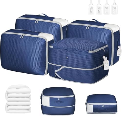 Comforter Storage Bag 66 L - 4 Pack Blanket Storage Organizer Compression Bags, Large Capacity Ultra Space Saving Self Organize for Bedding, Pillow, Duvet, Sheet Storage with Zipper Window by DiMJ