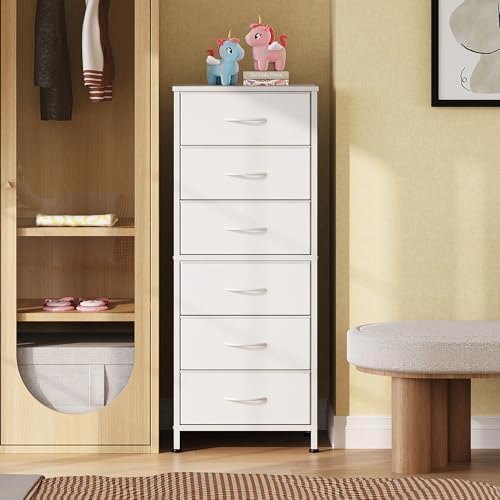 WLIVE Tall Dresser for Bedroom, 6 Drawer Dresser, White - Image 2
