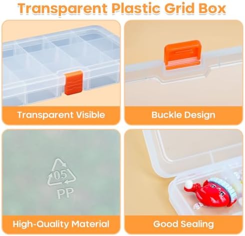 Moon Magpie 2PACK Extra Thick Bead Organizers, Mini Clear Plastic Storage Box Craft Containers for Nail jewelry rhinestones DIY Supply Case - Image 3