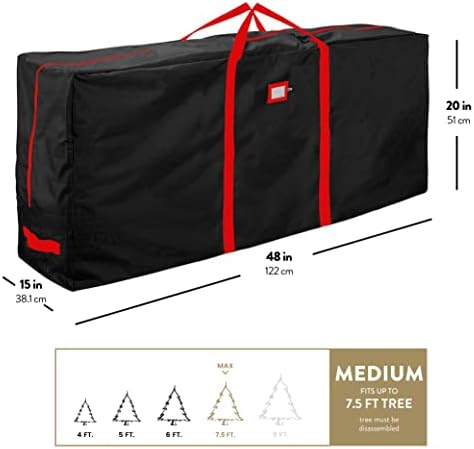 ZOBER 600D Oxford Fabric Christmas Tree Storage Bag - Fits 7.5 Ft Artificial Trees - Tear Proof Waterproof Christmas Tree Bag For Storage Box For Xmas - Strong, Durable Handles - Card Slot - Black - Image 6