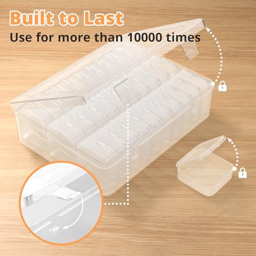 Mathtoxyz Bead Organizer Box, 30Pcs Small Beads Organizers and Storage Plastic Cases Mini Clear Dimond Storage Containers Boxes with Hinged Lid and Rectangle for Bracelet Making DIY Jewelry Craft Nail - Image 3