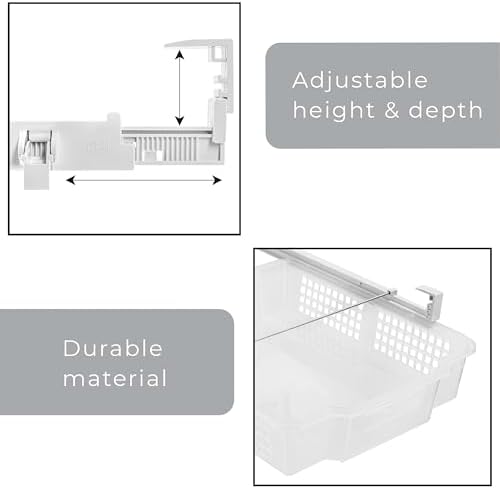 Smart Design Adjustable Pull Out Refrigerator Drawer - Extra Large - BPA Free Plastic - Holds 20 lbs - Extendable Sliding Fridge Bin, Freezer, Pantry Food Holder Storage Organizer - Kitchen - Clear - Image 5