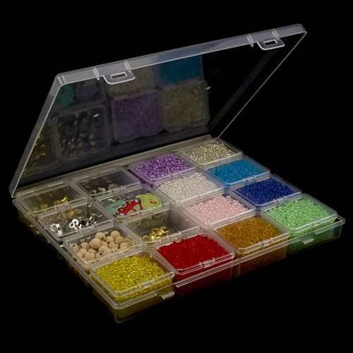 ZIIYAN Bead Storage Containers - 32 Clear Plastic Bead Organizer Boxes with Hinged Lid, Craft Organizers and Storage for Diamond Painting Art, Small Parts, Jewelry Charms - Image 4