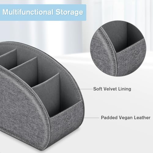 FINTIE Remote Control Holder with 5 Compartments Vegan Leather - Image 3