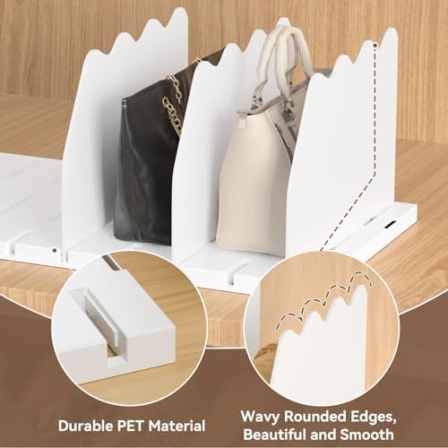 SOYO Adjustable Shelf Dividers for Closet, Purse Organizers for Bag, White - Image 6