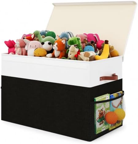 Large Toy Storage Box with Lid, Toy Chest Organizer Bin for Kids by Dotpilgo