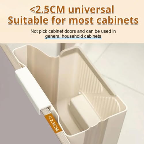 Multipurpose Hanging Collapsible Trash Can for Kitchen, Foldable Kitchen Trash Can Hanging on Cabinet Door, Space Saving Leak Proof Bin for Food Scraps, RV, Under Sink，Beige：10L - Image 5