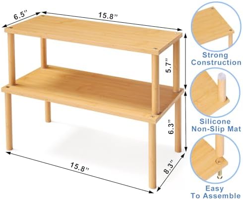 VERTORGAN 2 Pack Cabinet Organizer Shelf,Bamboo Countertop(Large,Natural) - Image 4