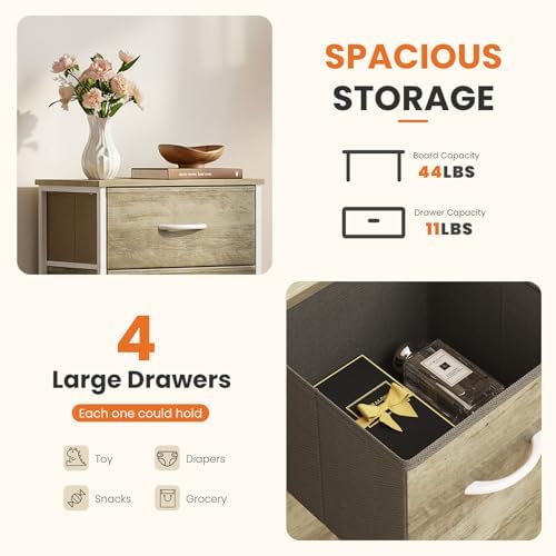 Sweetcrispy Dresser for Bedroom, 4 Drawer Storage Cabinet, Tall Nightstand - Image 6