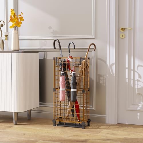 AWTATOS Umbrella Holder Entryway, Umbrella Stand Freestanding, Brown - Image 4