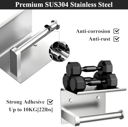 Toilet Paper Holder with Shelf Wall Mounted Toilet Paper Roll Dispenser - Image 4