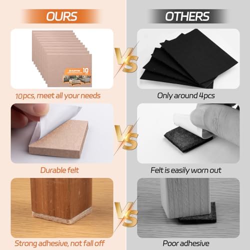 Felt Furniture Pads 10pcs 8" x 6" Self Adhesive Furniture Felt Pads - Image 2