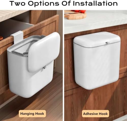 Hanging Trash Can with Lid, Kitchen Compost Bin, Waterproof Odor-Blocking Countertop Trash Can for Cabinet Door, Under Sink, Bathroom, RV and Office - Image 6
