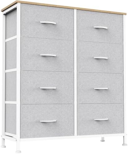 Sweetcrispy 8 Drawer Fabric Dresser for Bedroom, Tall Dresser, Light Grey by Sweetcrispy