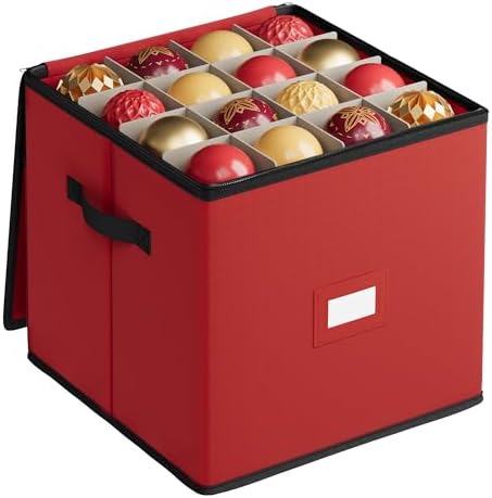 SONGMICS Christmas Ornament Storage Box, with 3 Inches 64 Slots by SONGMICSbySONGMICSHOME