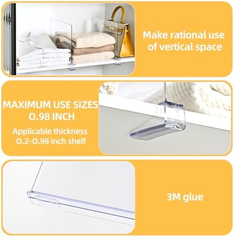 Shelf Dividers，Vertical Purse Organizer for Closet，Thickened and Sturdy Shelf Organizer for Sweater, Shirts, Handbags,8" Tall x 11" (6 Pcs) - Image 6