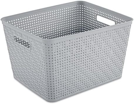 Sterilite Tall Basket, Woven Plastic Storage Organizer Bin, Cement, 6-Pack by Sterilite
