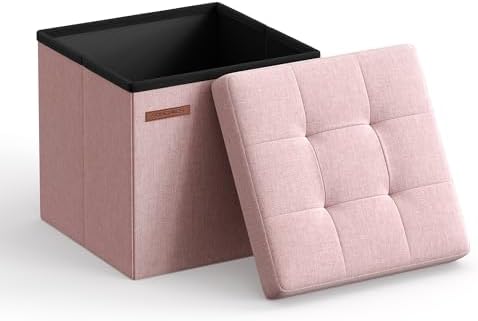 SONGMICS Small Folding Storage Ottoman, 11.8 x 11.8 x 11.8 in by SONGMICSbySONGMICSHOME