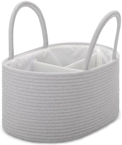 COMSE Large Cotton Rope Baby Diaper Caddy Organizer with Handles, Cool Gray by COMSE