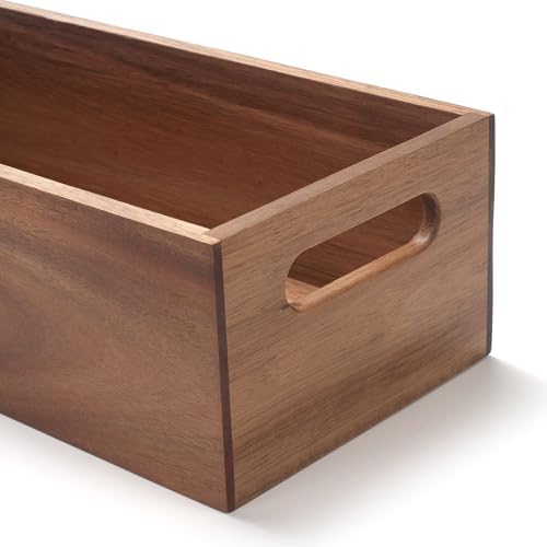 Toilet Tank Basket, Toilet Paper Basket for Back of Toilet Tank Top, Acacia Wood Bathroom Storage Basket for Organizing and Decor (15 x 6 x 4 inch) (Pack of 2) - Image 2