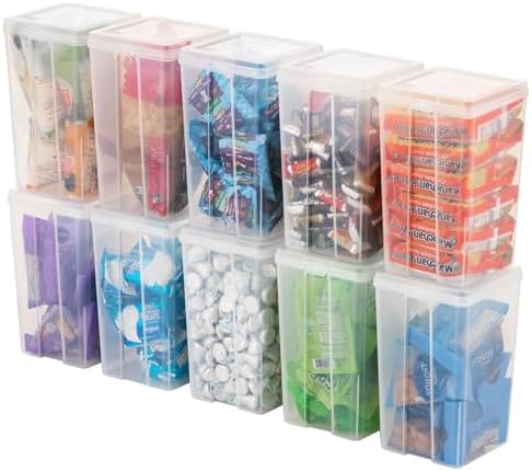 IRIS USA Vertical Plastic Flip Top Storage Containers Bins with Lids for Pantry, Home, Office, Organization, Medium, Stackable Hinged Organizer with Latches, Clear, 20 Pack - Image 2