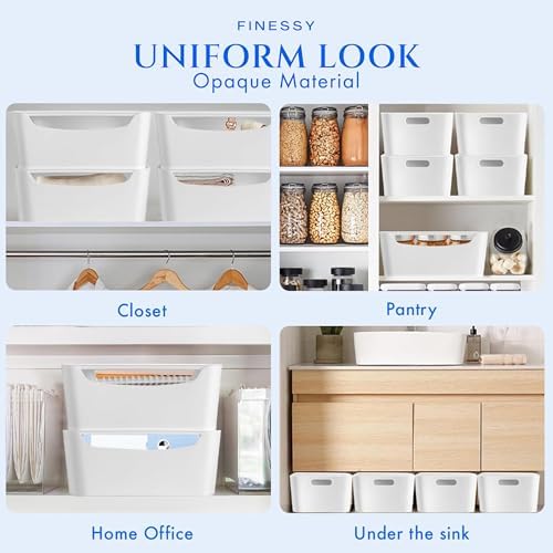 FINESSY White Plastic Storage Bins With Lids And Handles, 2 Pack Organizer - Image 3