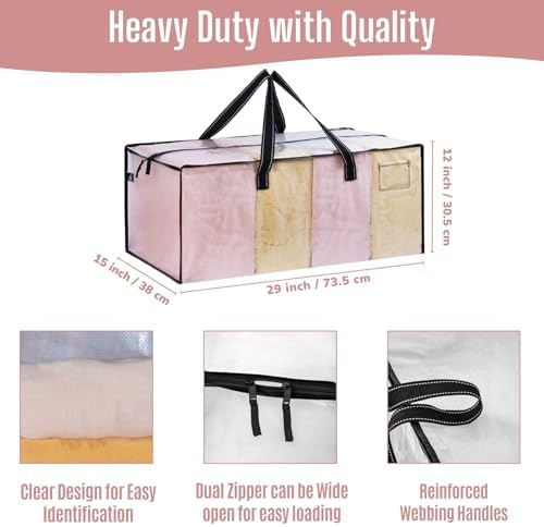 VENO Heavy Duty Moving Bags, Storage Bags, Easy Visibility, Clear, 6 Pack - Image 3