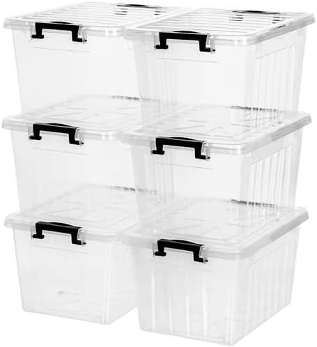 Citylife 22 Quart Clear Plastic Storage Bins with Lids 6-Pack by CitylifeHomeOrganization
