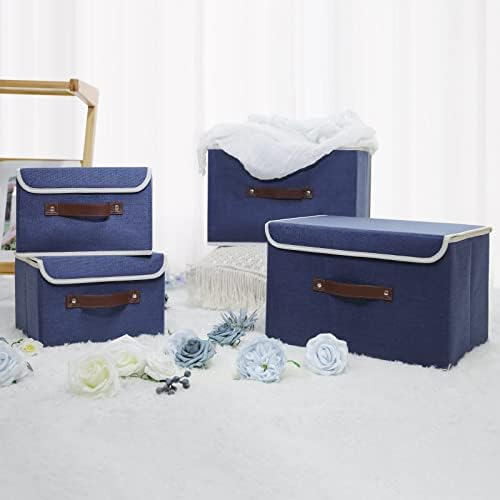 ANMINY Fabric Storage Box Bins with Lids, Blue, 15"x10"x10", 2 Pack - Image 7