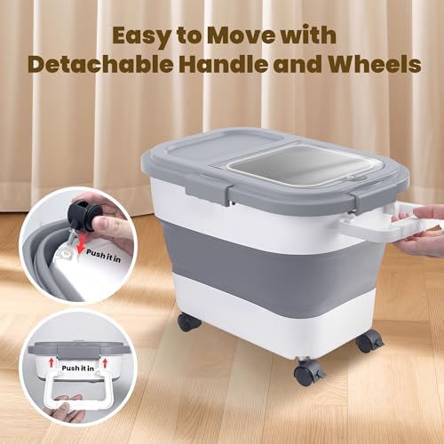 HOYTAMDA 20-30Lbs Rice Container,Collapsible Food Storage Container Wheels - Image 3