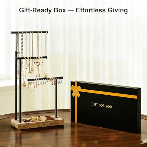 SRIWATANA Carbonized Black Jewelry Organizer Stand, Tall Necklace Holder - Image 3